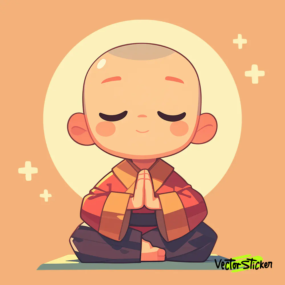 Cartoon of Smile Little Monk