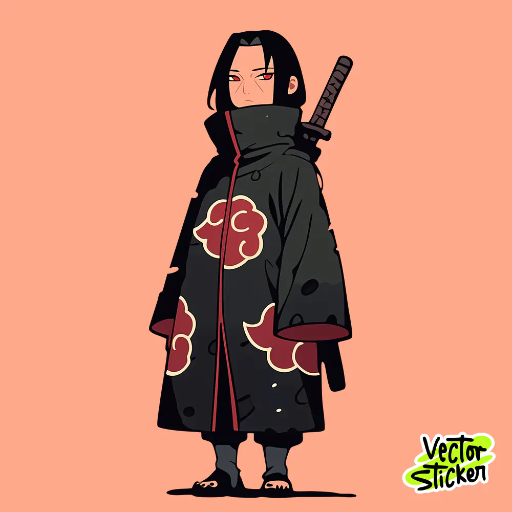 Shinobi Ninja Sticker Anime Dark Cloak Illustration
