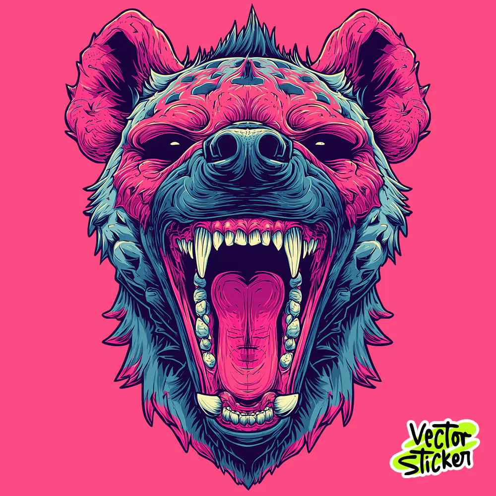 Aggressive Hyena Head Vector T-Shirt Design PNG