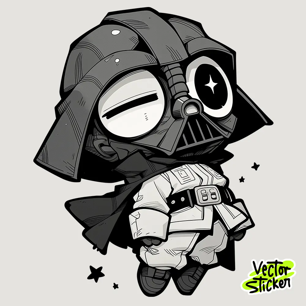 Dark Space Villain Chibi Sci-Fi Character Sticker PNG