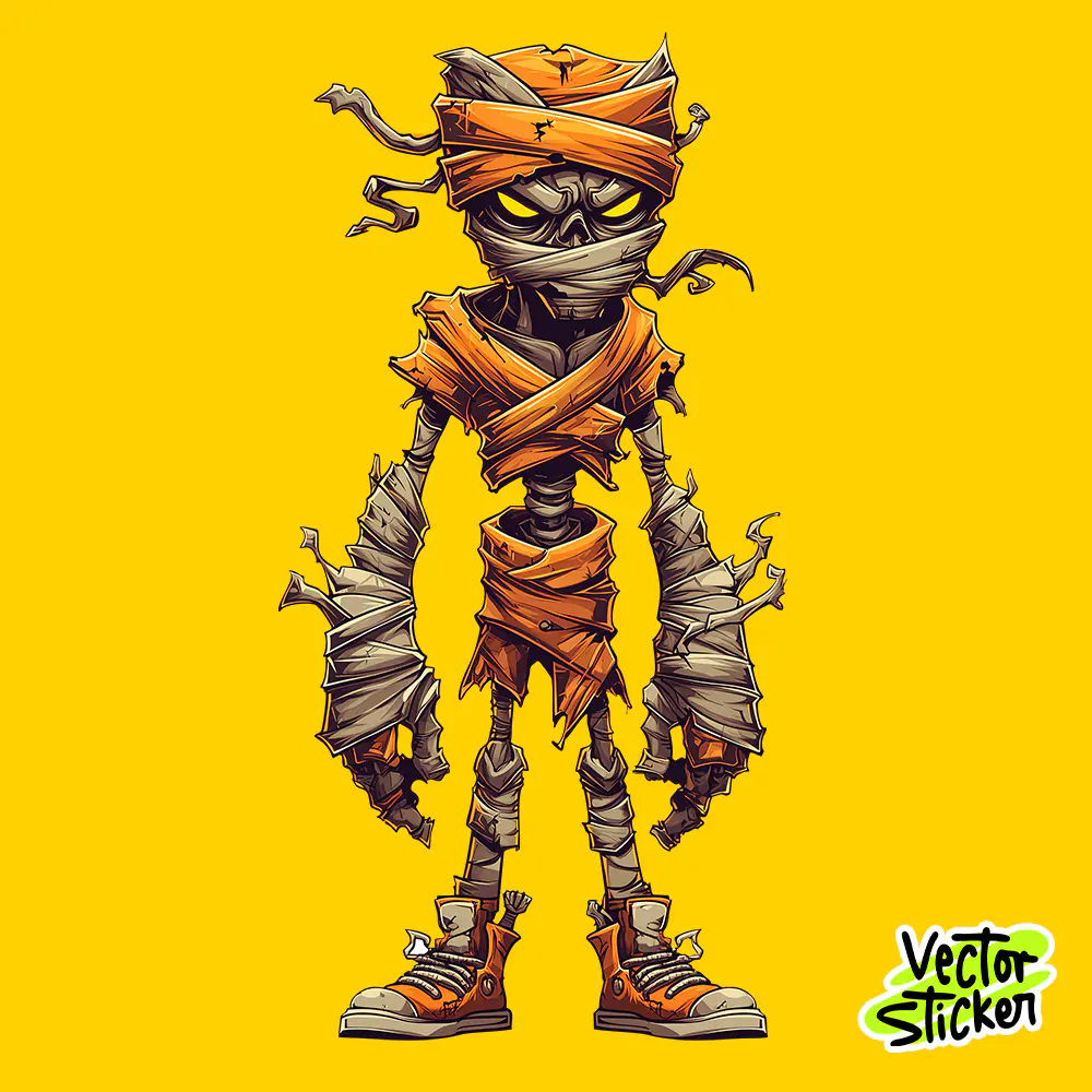 Cartoon Mummy Illustration — Free T-Shirt & Sticker Halloween PNG