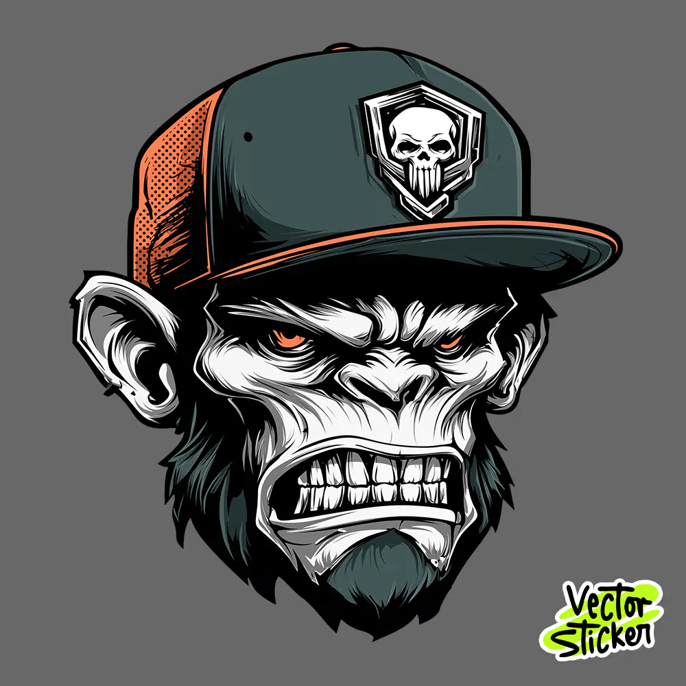 Angry Ape Vector Sticker | Streetwear Monkey T-Shirt Design
