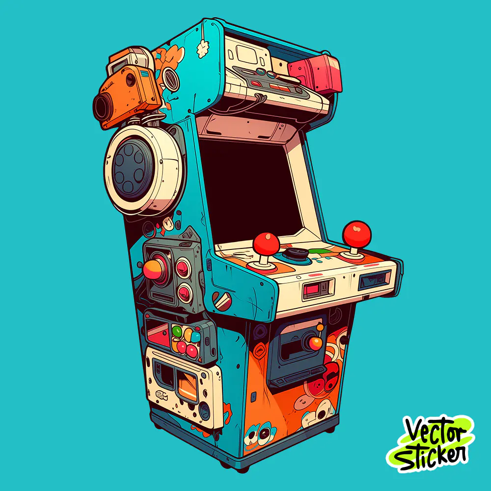 Graffiti Cyberpunk Arcade Cabinet Sticker Free PNG Download | Vectorsticker