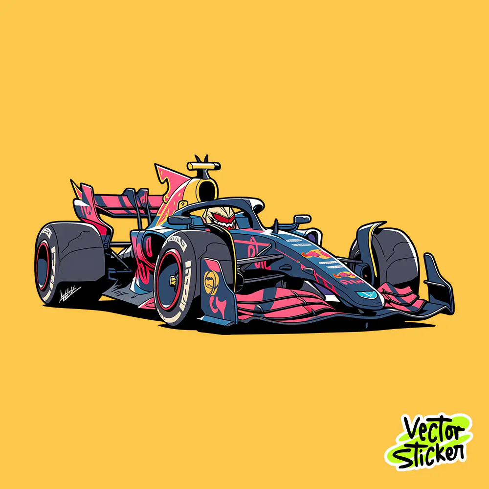 Teal Concept F1 Racing Car Sticker Free PNG Download