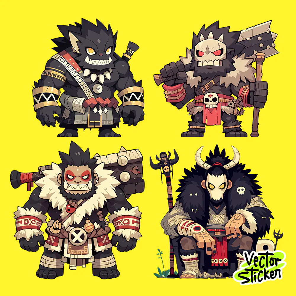 Barbarian Giant Free Sticker Pack | Fantasy Warrior Stickers PNG