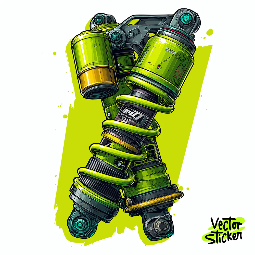 Neon Green Motorcycle Shock Absorber Vector Design