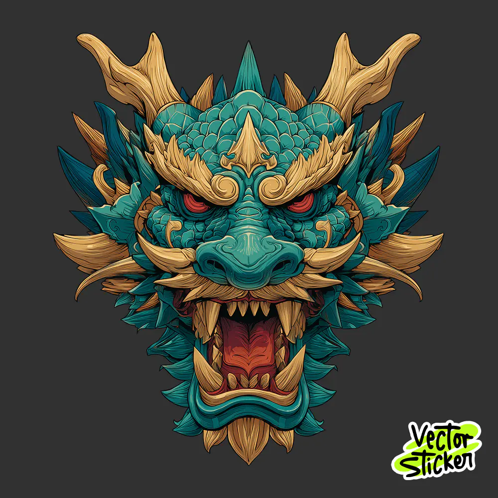 Dragon Head T Shirt Design Oriental Mythical Illustration PNG