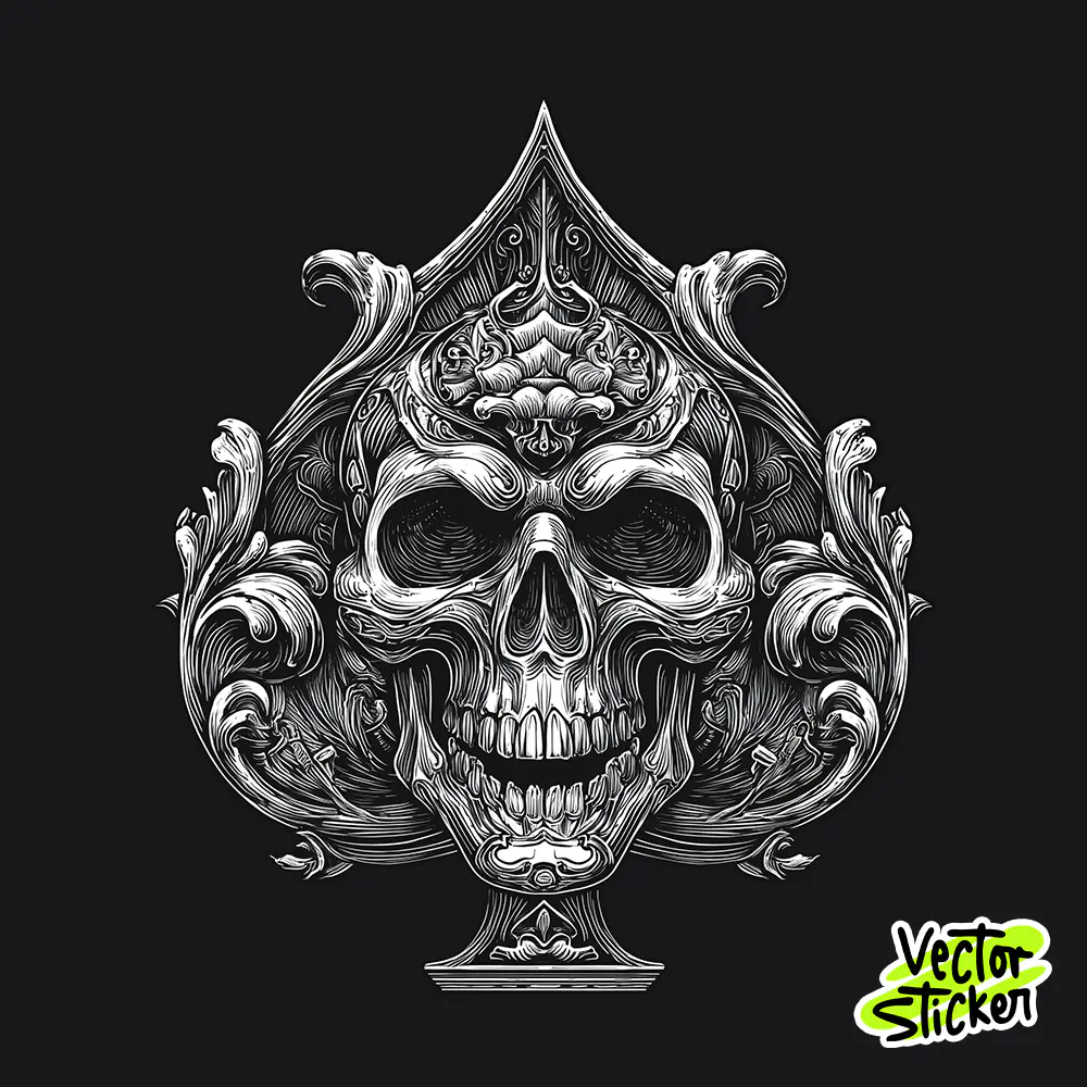 Gothic Skull Spade Tattoo Dark T-Shirt Design PNG