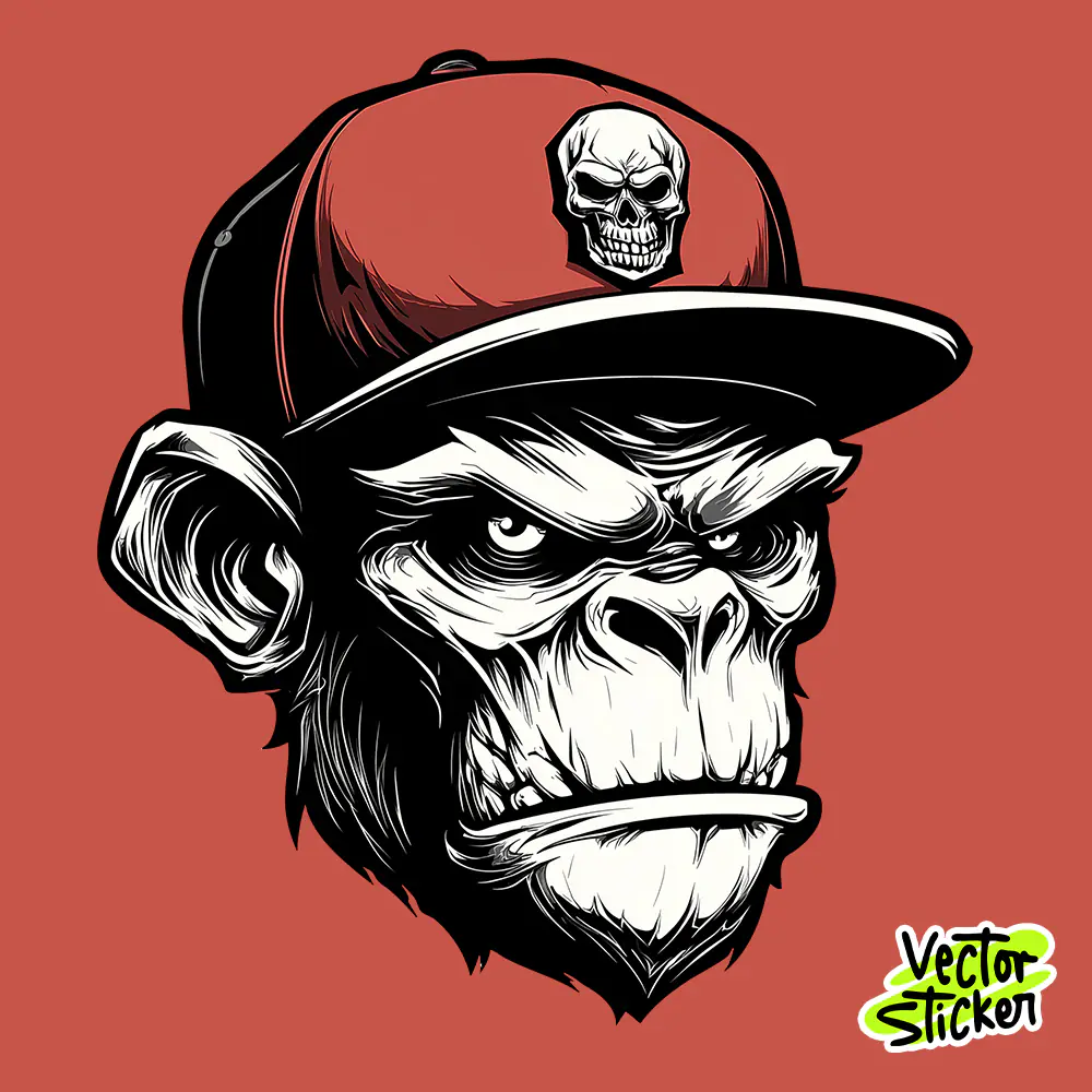 Free Angry Ape Street Art Illustration Sticker PNG