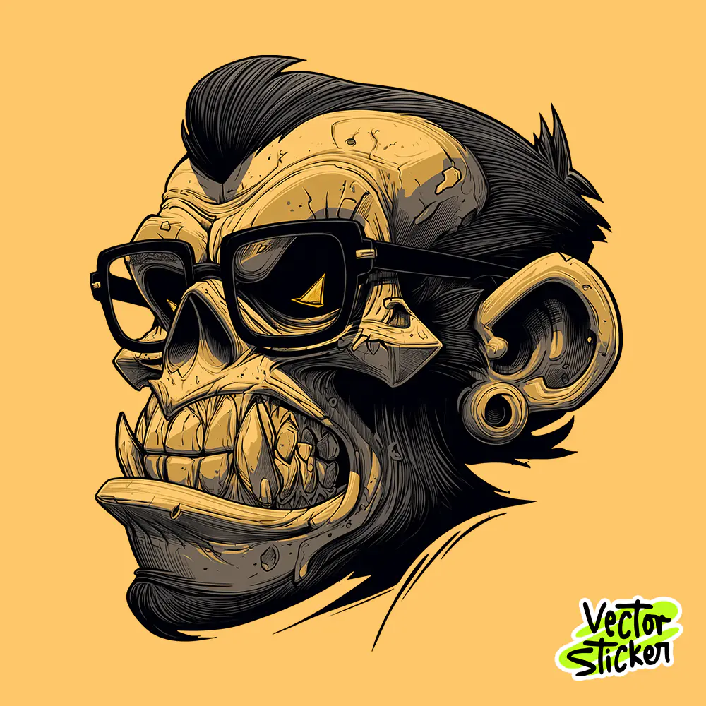 Vintage Ape Skull Streetwear T-Shirt Design PNG