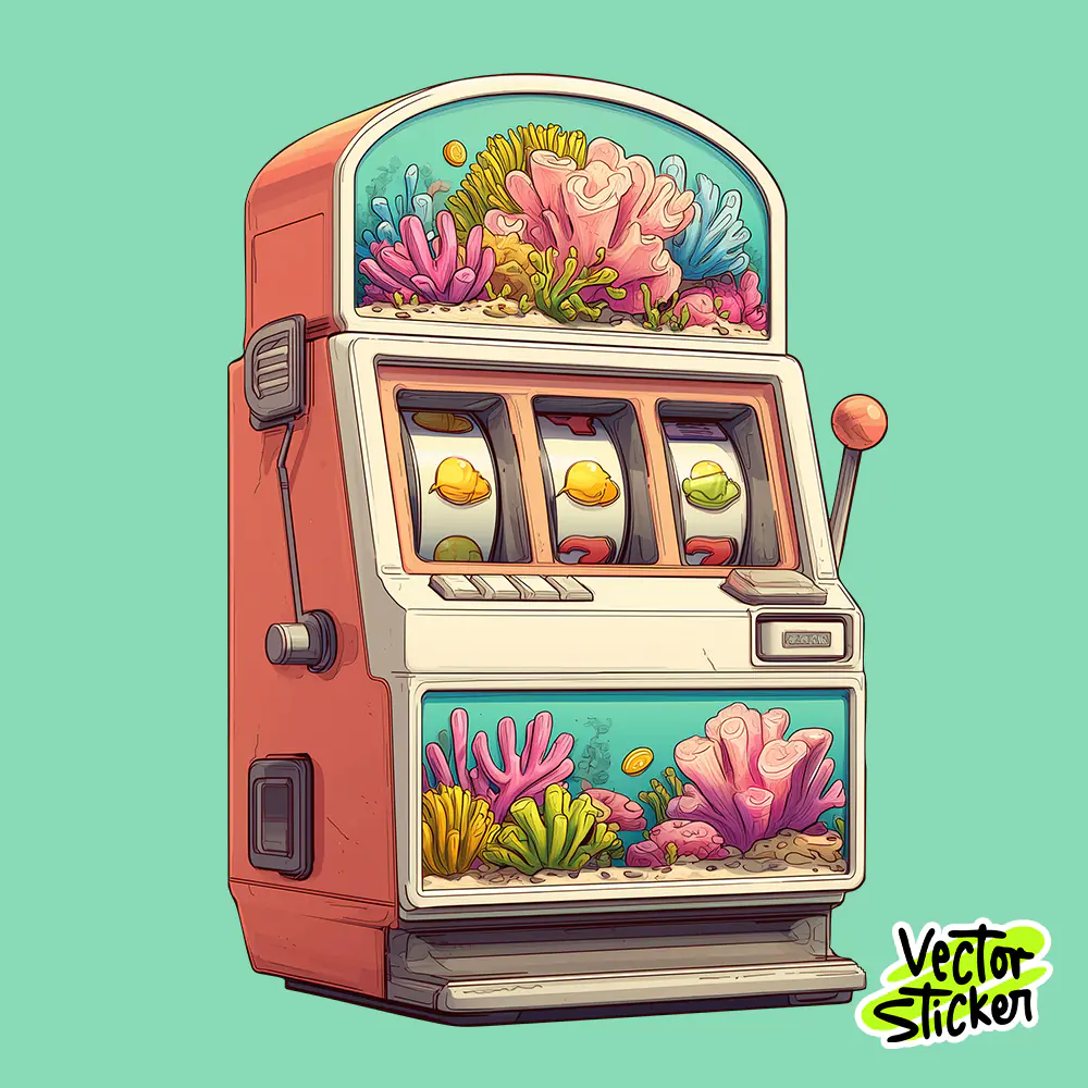 Free T Shirt Design – Coral Reef Slot Machine Illustration