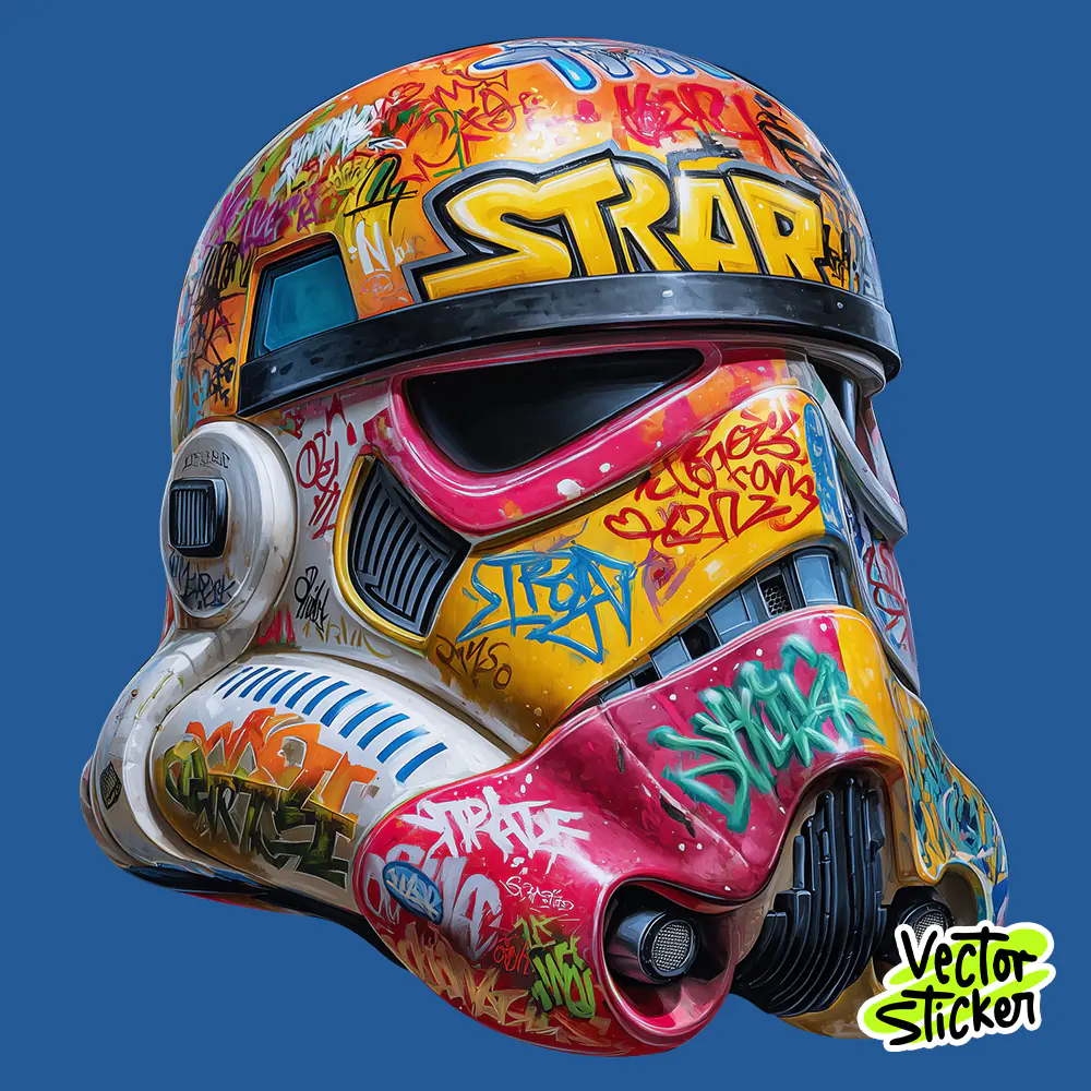 Free Graffiti Stormtrooper Helmet T-Shirt Design #2 – Premium Urban Style PNG