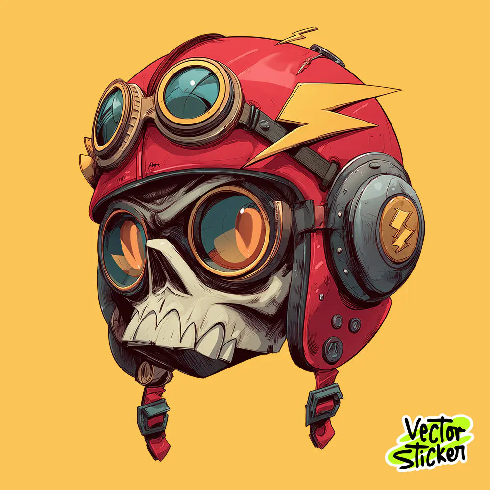Skull Pilot Helmet Illustration