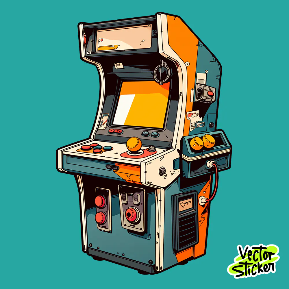 Vintage Arcade Cabinet Detailed Retro Gaming PNG for Sticker and T Shirt Design