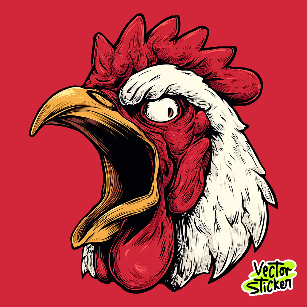 Screaming Chicken Cartoon Head T-Shirt Design – Bold Funny PNG