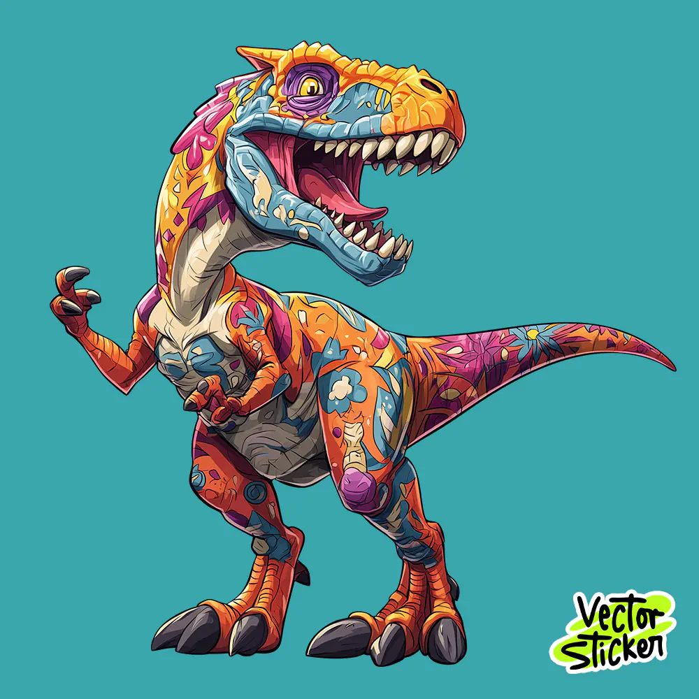 Colorful Cartoon Dinosaur Character Illustration Sticker PNG