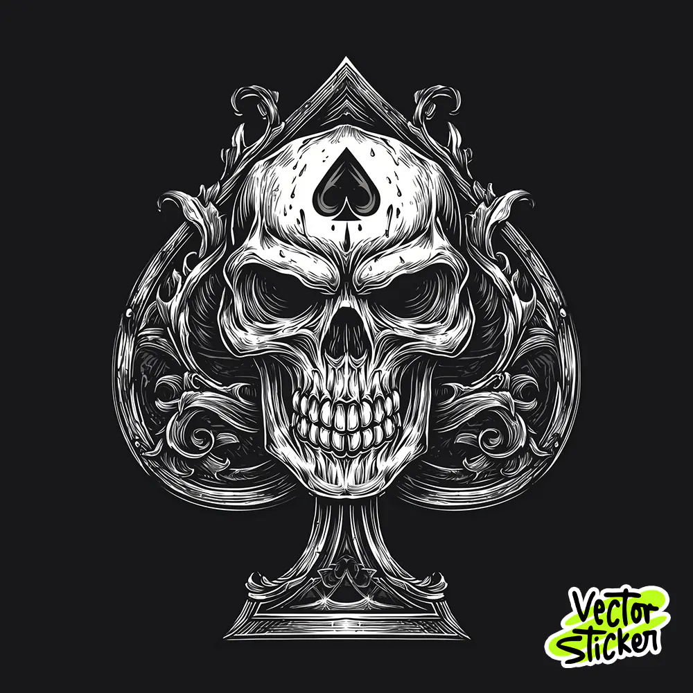 Macabre Skull Spade Dark Tattoo T-Shirt Design PNG