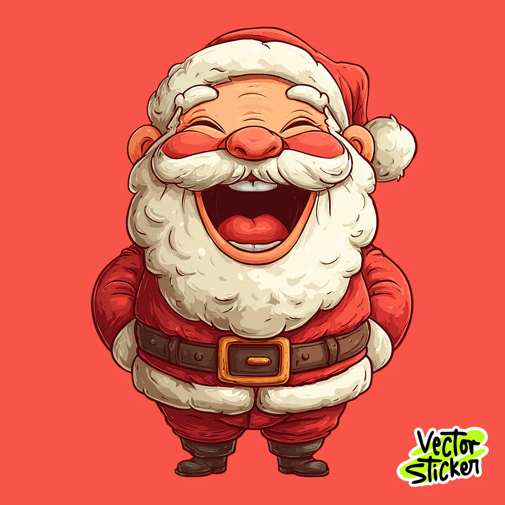 Laughing Santa Cute Sticker PNG