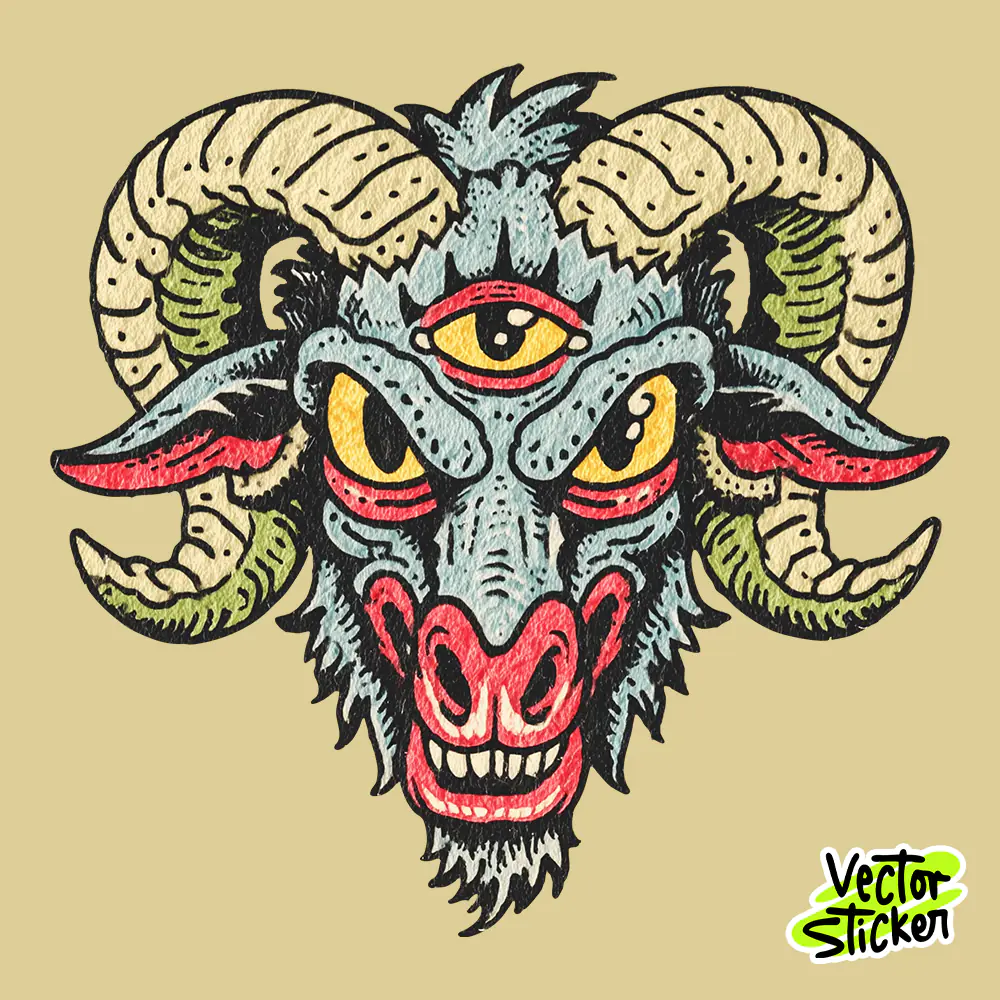 Satanic Goat Illustration | Dark Tattoo T-Shirt Design PNG