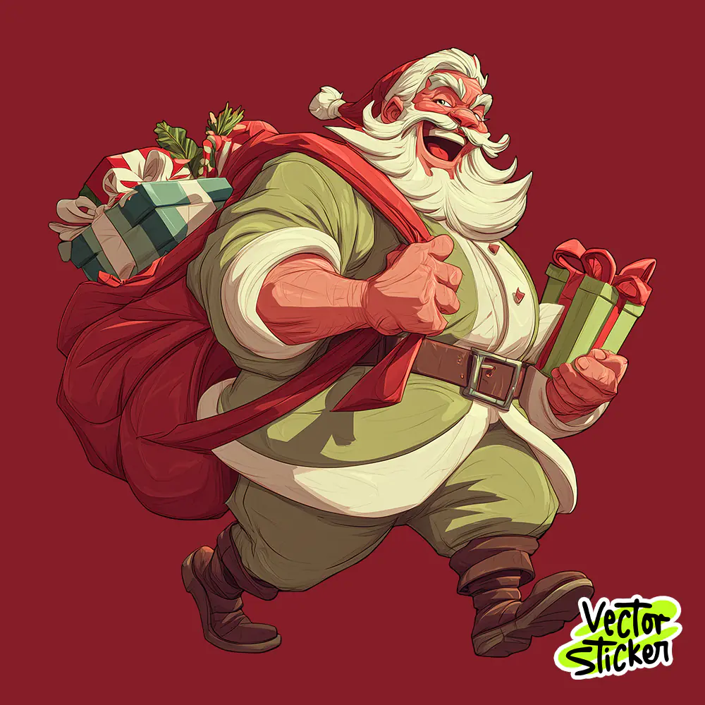 Free Santa Carrying Gifts T-Shirt Design – Christmas PNG for Holiday Apparel