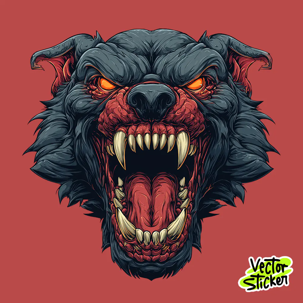 Free T Shirt Design Evil Wolf Dark Illustration Red Black