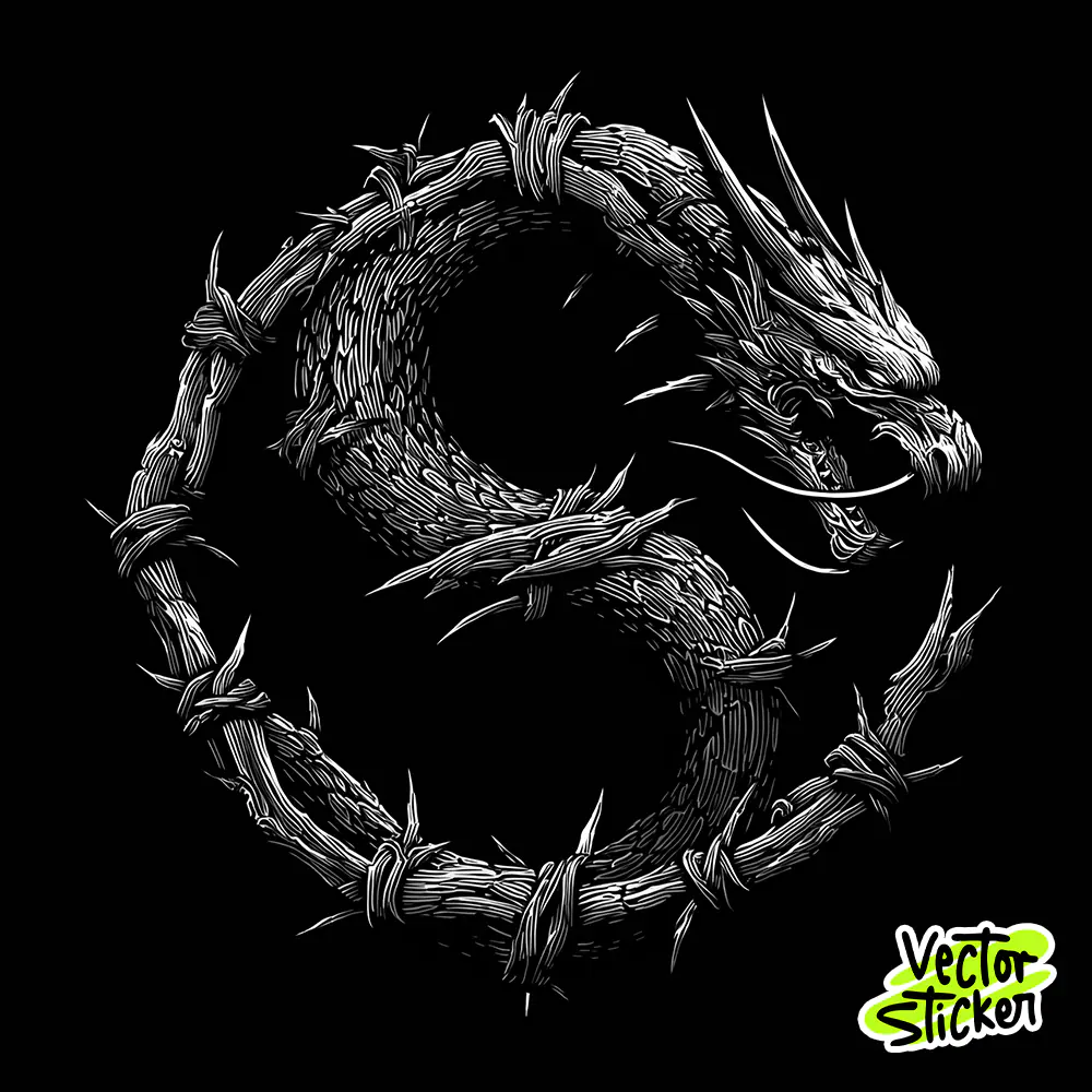 Free T Shirt Designs Yin Yang Dragon Symbol Black and White High Resolution PNG