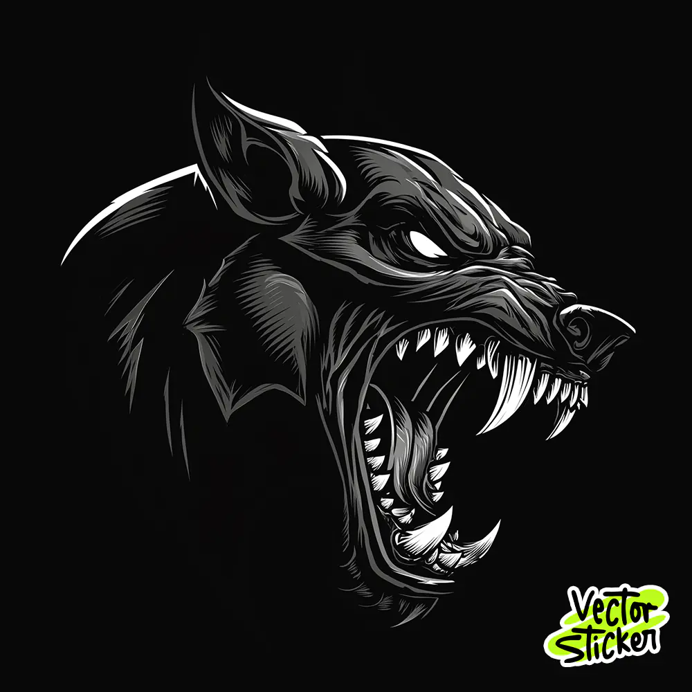 Hell Hound Head Dark Illustration Black and White For T shirt and Multipurpose Use