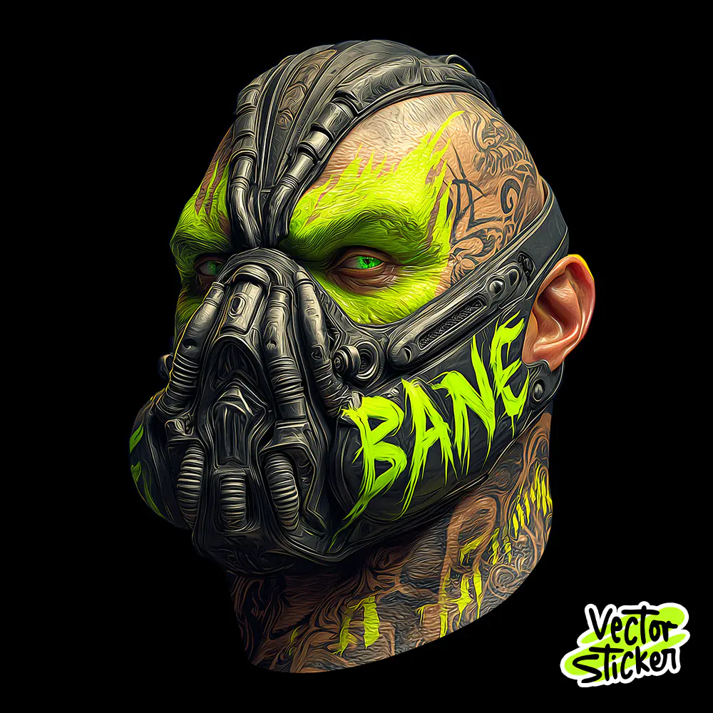 Neon Graffiti Cyberpunk Mask Warrior Futuristic Sticker PNG