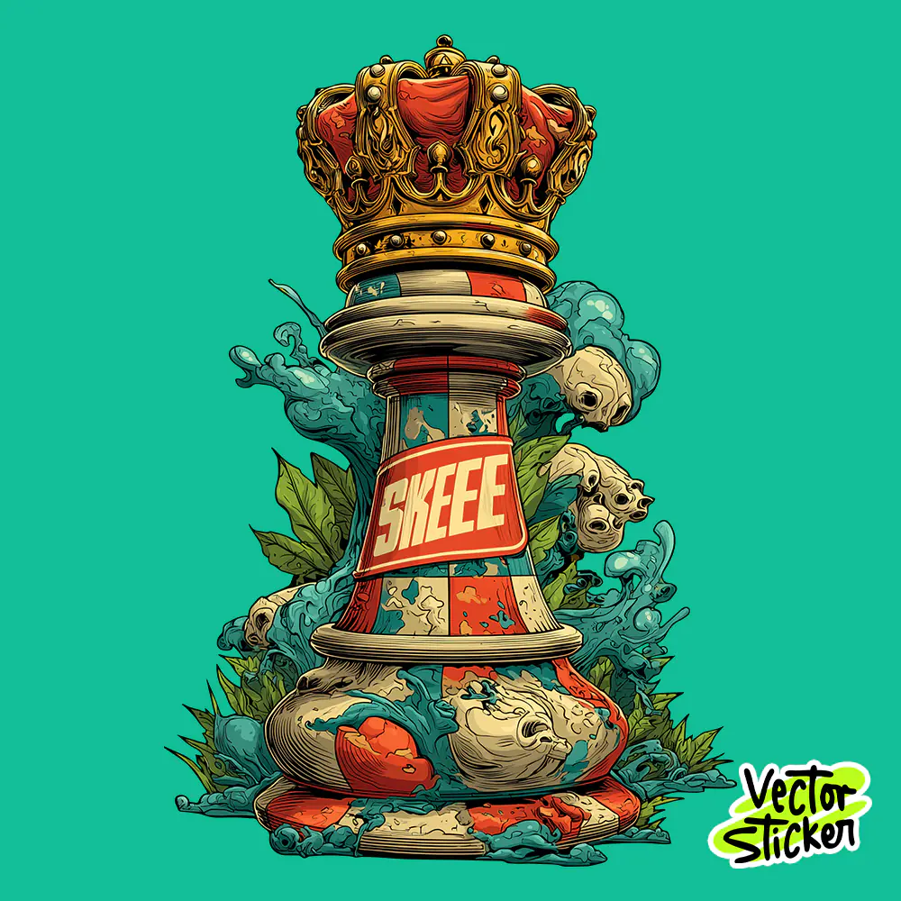 Skull King Chess Piece PNG Dark Fantasy T-Shirt Design