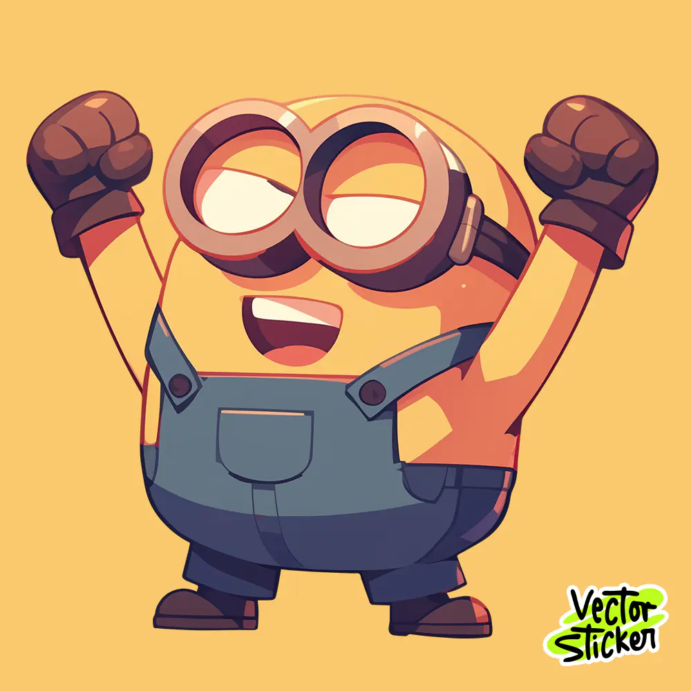 Happy Minion – Cute Cartoon Character T-Shirt Design Sticker