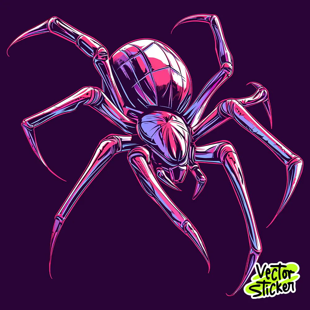 Neon Spider Dark Art T-Shirt Design – Cyberpunk Glow PNG