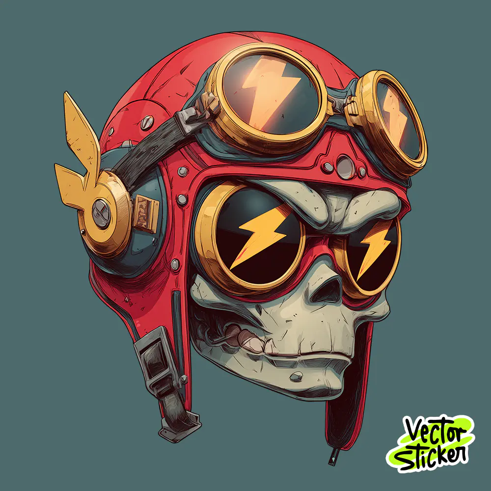 Free Skull Pilot T-Shirt Design – Vintage Helmet Skeleton Illustration PNG