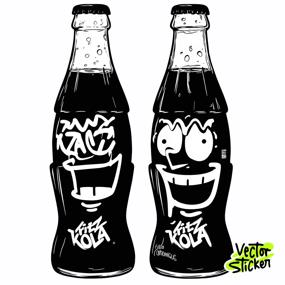 Graffiti Soda Bottle Cartoon Illustration Sticker PNG
