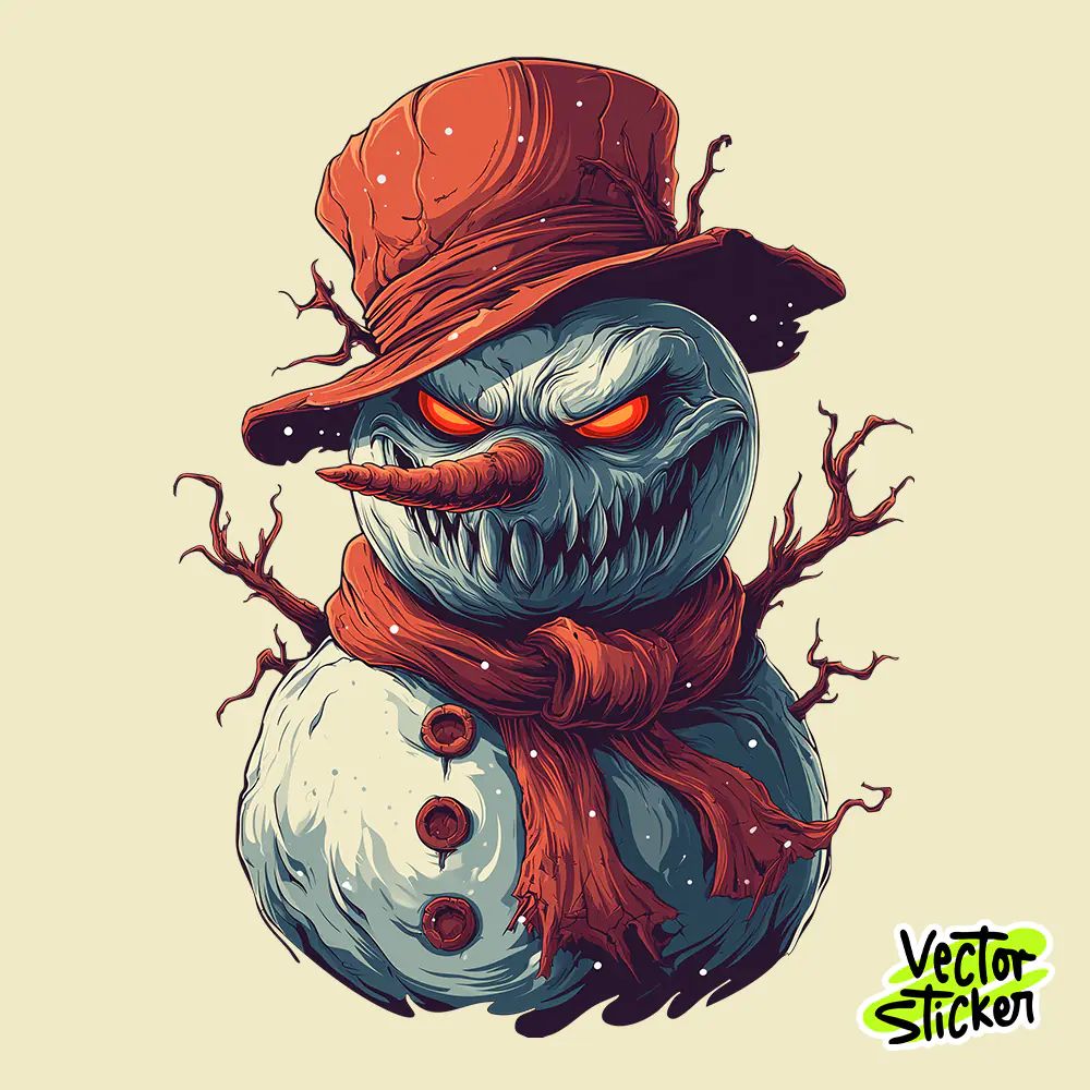 Evil Snowman Horror Christmas T-Shirt Design | Dark Winter Illustration for Print-on-Demand