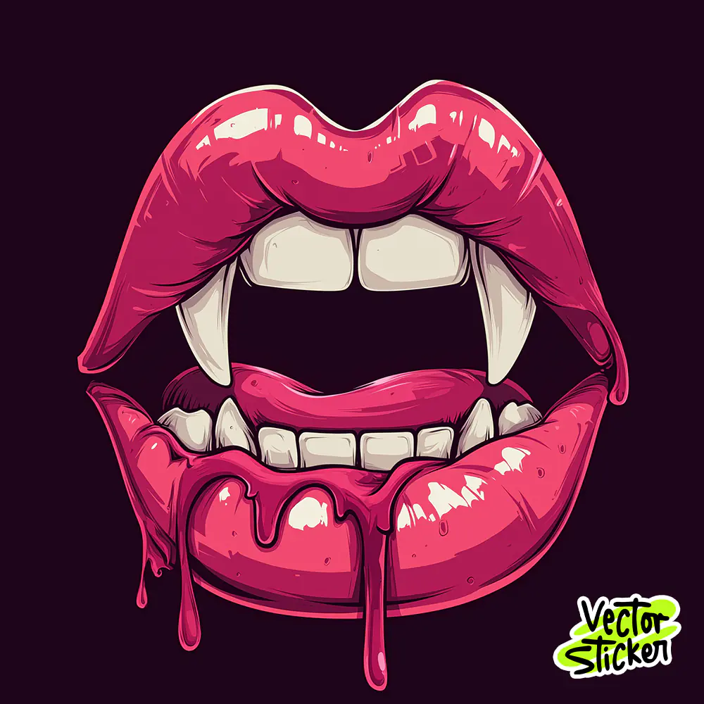 Vampire Lips Dripping Blood Sticker PNG for Dark T-Shirt Design