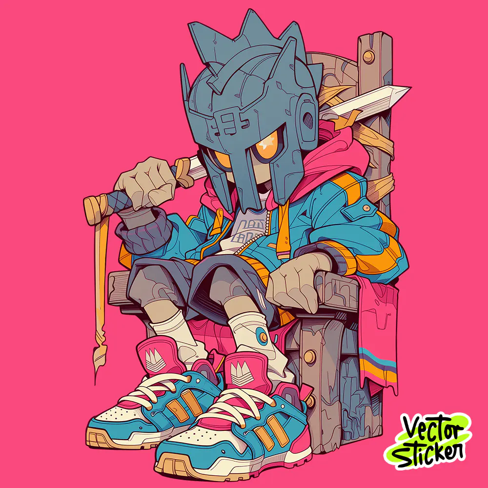 Street Gladiator T-Shirt Graffiti Urban Throne Illustration