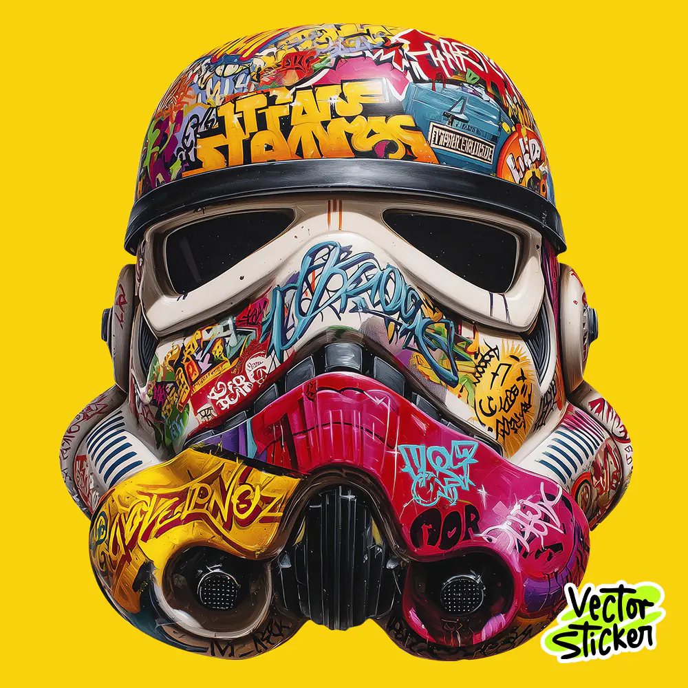 Free Graffiti Stormtrooper Helmet T-Shirt Design – Premium High-Resolution PNG
