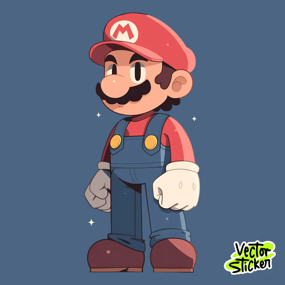 Free Cartoon Plumber Sticker PNG – Cute Retro Game-Style Character Design