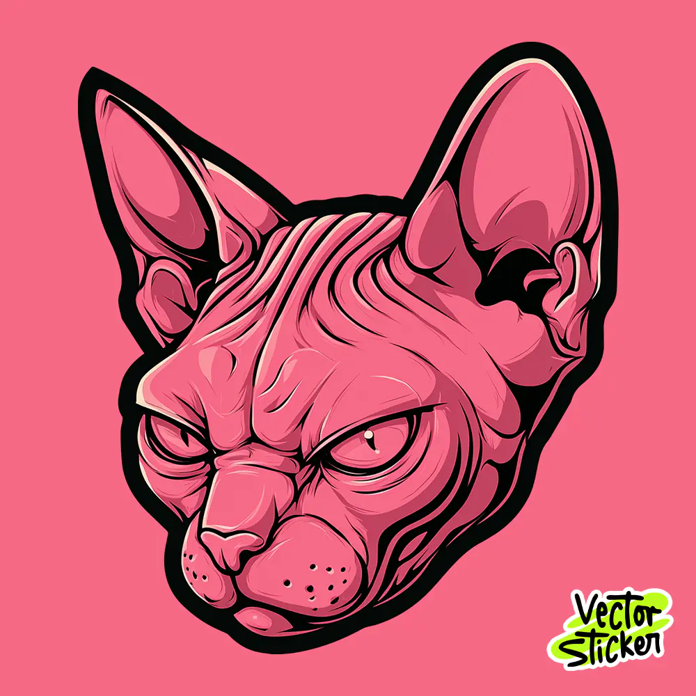 Sphynx Cat Head T Shirt Design Newschool Pink Illustration