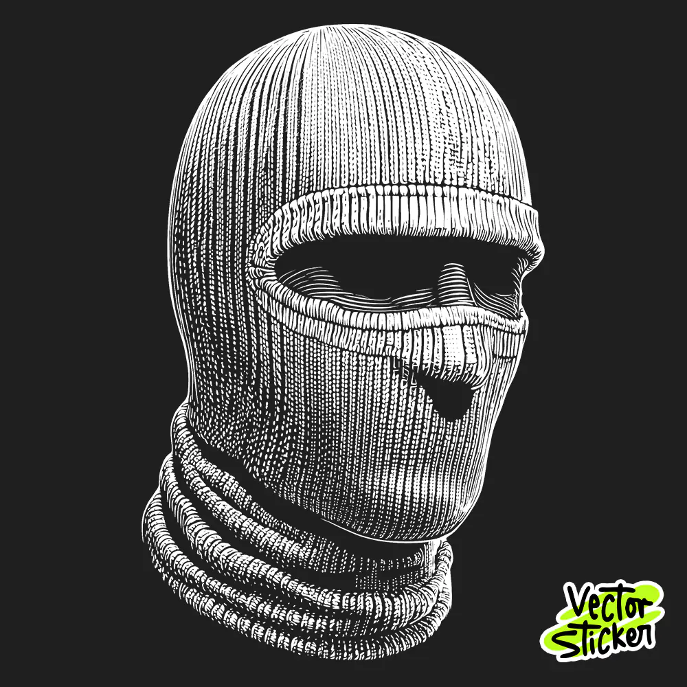 Knitted Balaclava Skull Mask PNG Monochrome Streetwear T-Shirt Design