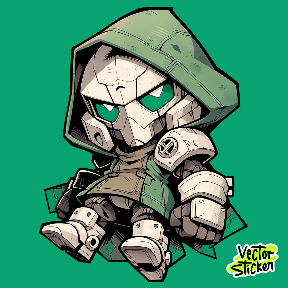 Chibi Hooded Metal Villain Character Illustration T-Shirt Design PNG