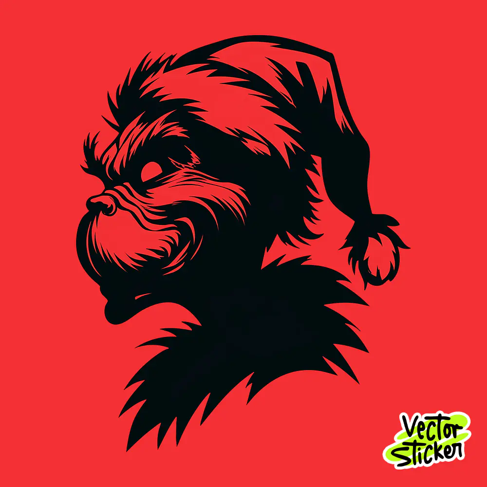 Christmas Villain Grinch Silhouette T-Shirt Design | Mischievous Holiday Creature Artwork