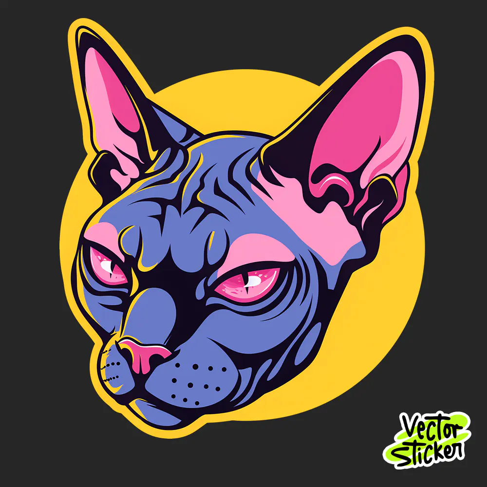 Sphynx Cat Head Modern Illustration Free T Shirt Design