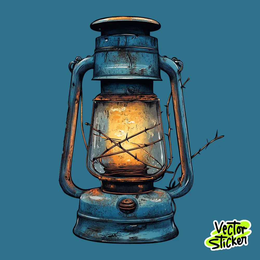 Vintage Lantern Vector Art – Rustic Camping T-Shirt and Sticker Design