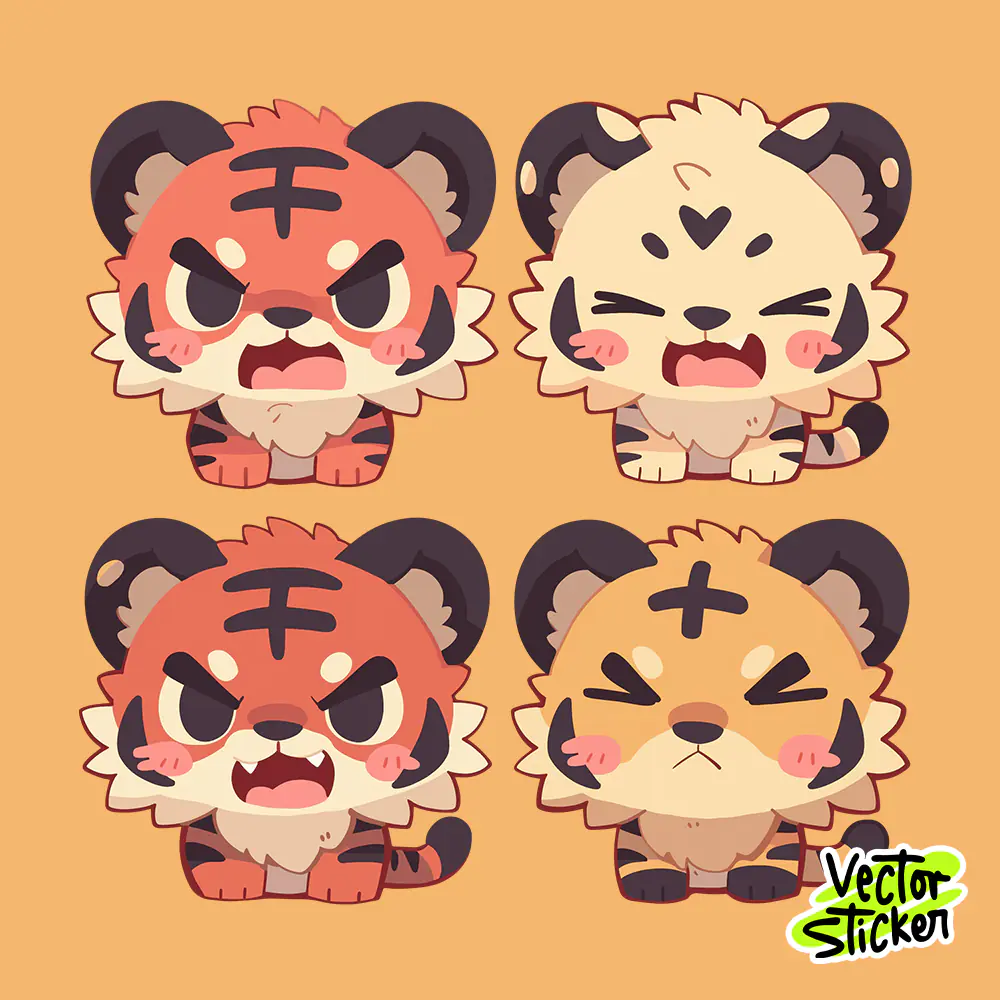 Cute Tiger Cartoon Sticker | Free PNG Sticker for Multipurpose Use