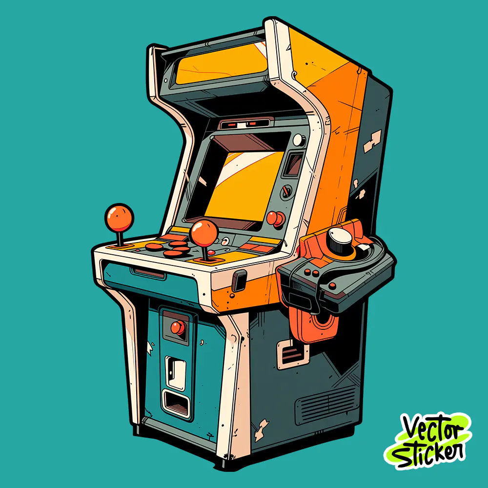 Old School Arcade Machine Joystick Retro PNG for Sticker and T Shirt Design
