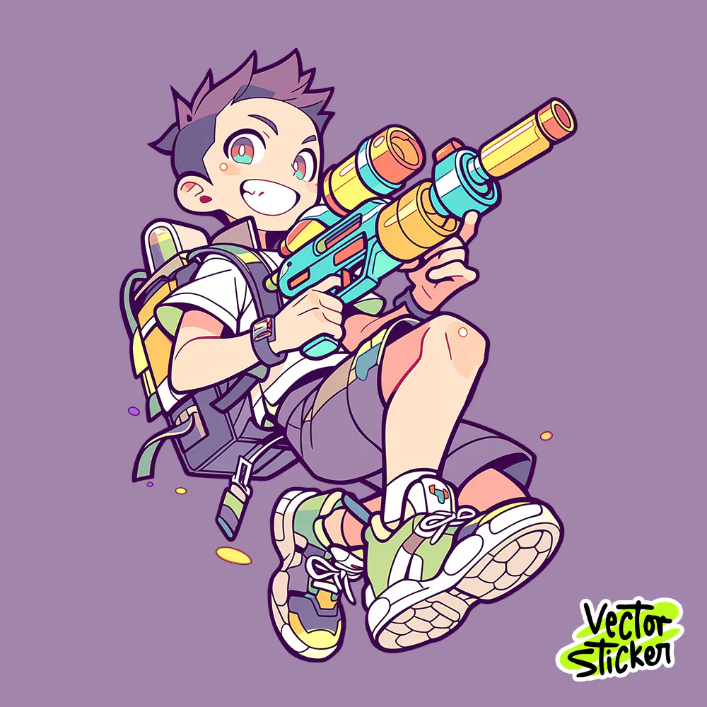 Songkran Water Festival Action Boy Water Gun Splash PNG