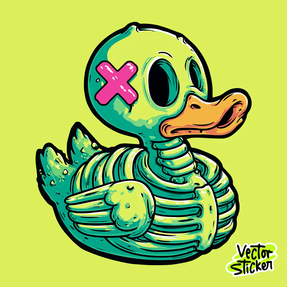 Toxic Skeleton Rubber Duck T-Shirt Design Free PNG | VectorSticker