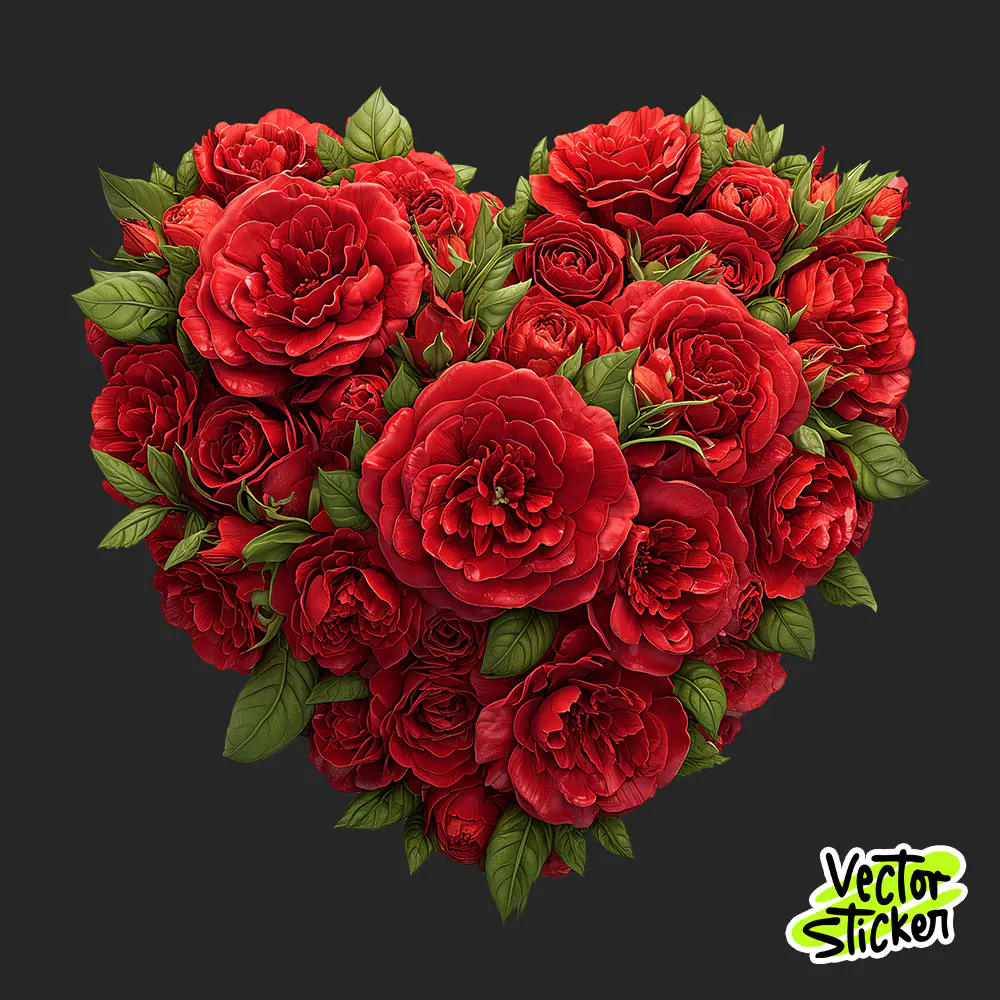 Elegant Red Rose Heart Valentine Sticker – Dark Floral Love Design