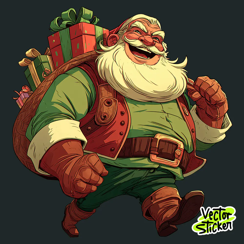 Action Santa Claus Illustration PNG | Christmas Sticker & Cartoon Art